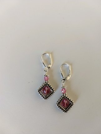 Geoframes Earrings Rose Crystals
