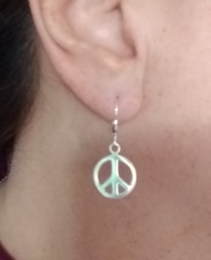 Large Sterling Silver peace sign earrings