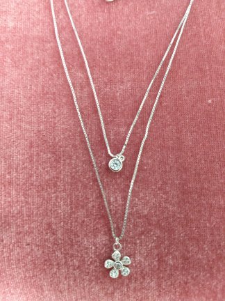 Sterling Silver CZ 2 Strand Necklace