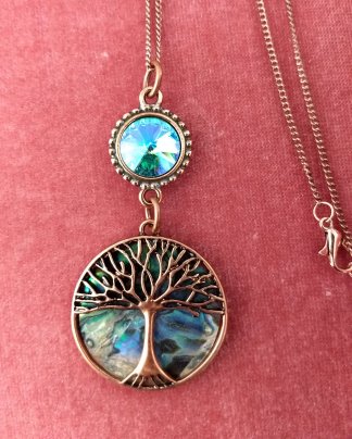 Abalone tree of Life/copper oxidized/glacier blue Crystal