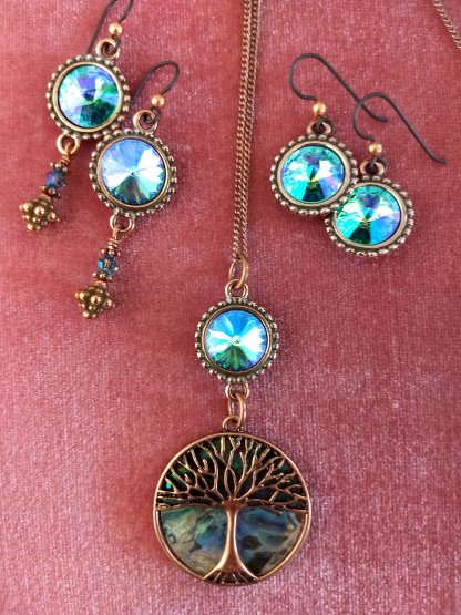 Abalone tree of Life/copper oxidized/glacier blue Crystal