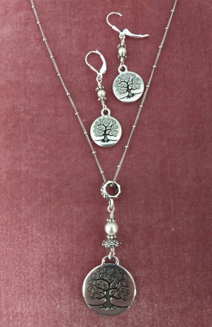 ER Tree of Life pearl on Sterling Silver leverbacks