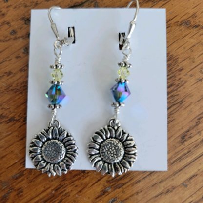 Silver Sunflower Earrings